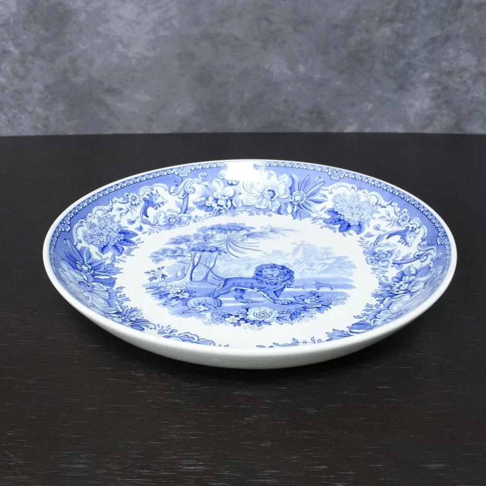 Vintage Spode Blue Room Collection Aesop's Fables Blue & White Pasta Bowl